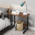 HomVent Brown-31.5" Wx15.7 Adjustable TV Tray Table Rolling Sofa Side Snack Table with Wheels Portable C-Shape Dinner