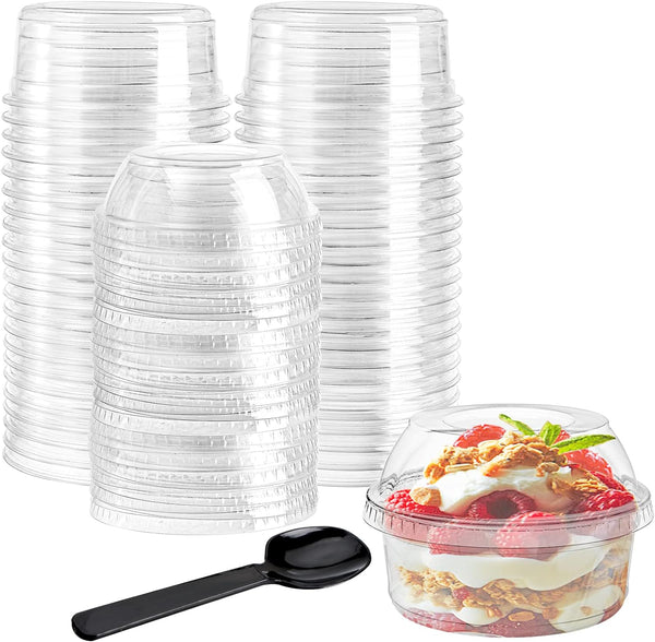 WUWEOT 50 Pack 12 oz Clear PET Plastic Dessert Cups, Disposable Parfait Cups with Lid for Ice Cream and Yogurt