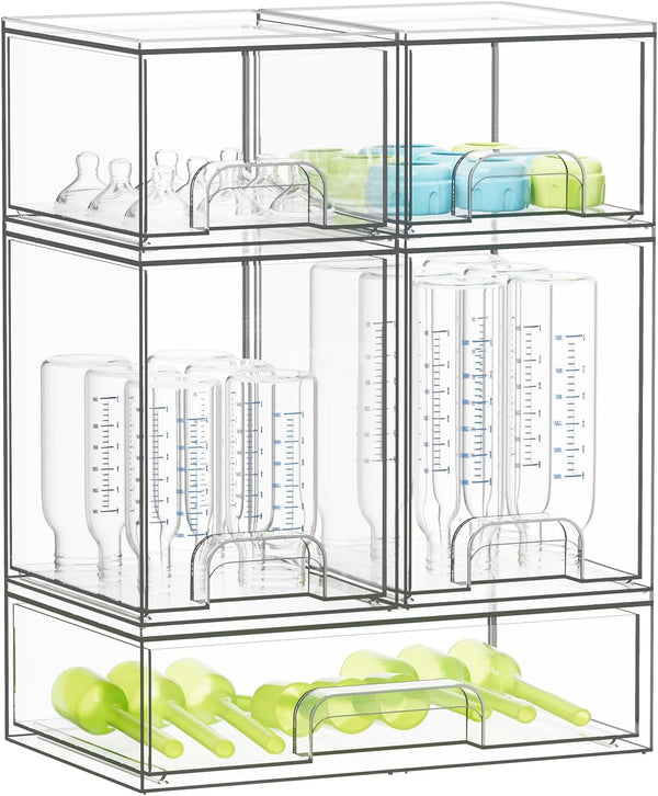 SpaceAid Bottle Storage Organizer Baby - Acrylic Bottles Station Organizer Container, Stackable