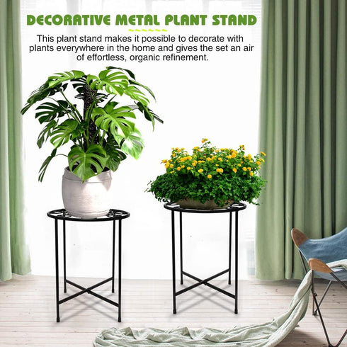 KABB 15'' Set 2, 10-inch Metal Plant Stand, Tall Flower Pot Stand of Modern Rustproof Round Outdoor Plant Stand | Iron