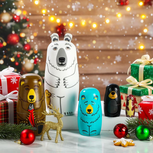 Gejoy Russian Nesting Dolls for Kids Handmade Matryoshka Wooden Stacking Toys Nesting Dolls Collectible Gifts