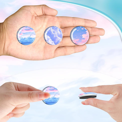 Qualsen 12Pcs Cute Glass Fridge Magnets, Strong Magnets for Kids, Office, Kitchen, Dishwasher (Sky)