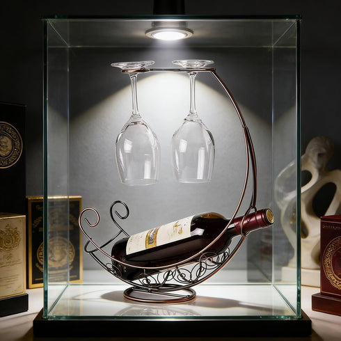YMTengFei Pirate Ship Red Wine Rack Decoration, Creative Metal Wine Bottle Rack Standing Display Rack, Goblet Wine Rack