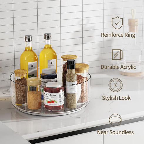 LAMU 3 Pack Lazy Suan Turntable Organizer, 10''/10.6''/12'' Rotating Spice Rack for Kitchen, Countertop, Bathroom