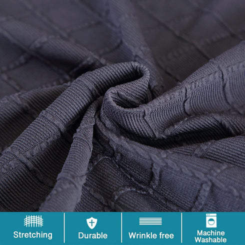 ANWUCHEN Ottoman Cover - Rectangle, Storage Ottoman Covers with Elastic Bands Tie, Dark Gray Large