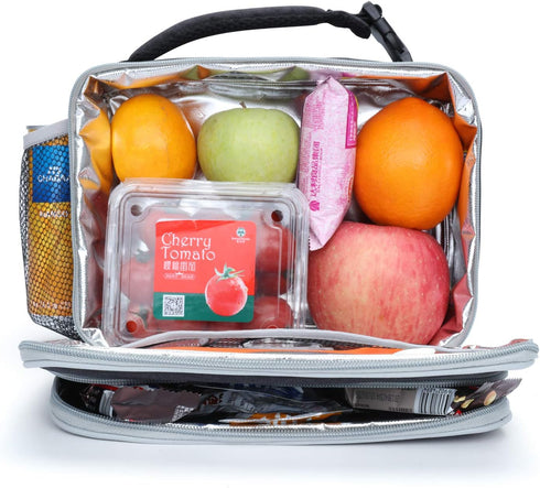 Amersun Insulated Lunch Box for Men, Black - Sturdy Bag with 2 Pockets & Padded Liner for Food Travel