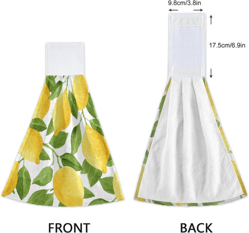 Boccsty Lemon Hanging Kitchen Towels, 2 Pieces Summer Lime Tree Branch Dish Cloth Tie Towels for Bathroom & Home