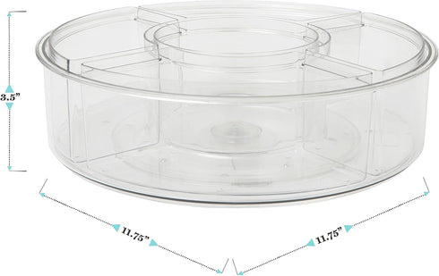 Martha Stewart Brody Divided Lazy Susan Organizer - 5 Removable Bins, 12 Inch, Clear Plastic Rotating Storage