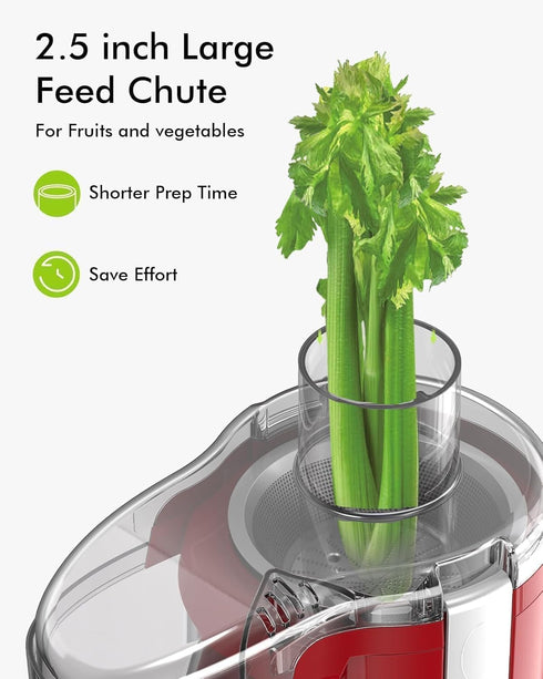 Juicer Machines, SiFENE Compact Centrifugal Juicer Extractor, Juice Maker for Vegetable and Fruit with 3-Speed Setting, Non-BPA, Easy to Clean (Red) by SIFENE
