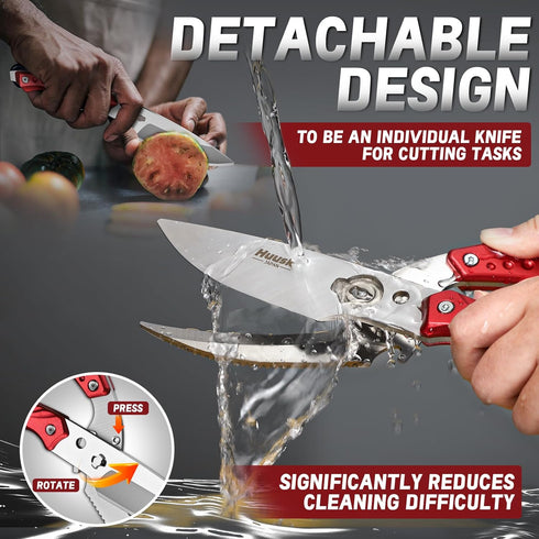 Huusk Kitchen Scissors All Purpose Detachable Poultry Shears with Serrated Edge Heavy Duty Cooking Scissors for Chicken