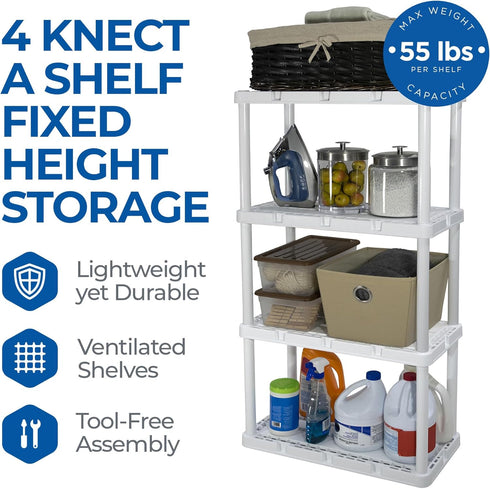 Gracious Living 4 Shelf Knect-A-Shelf Solid Light Duty Storage Unit - 12 x 24 x 48 Organizer for Home, Garage, Basement