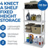 Gracious Living 4 Shelf Knect-A-Shelf Solid Light Duty Storage Unit - 12 x 24 x 48 Organizer for Home, Garage, Basement
