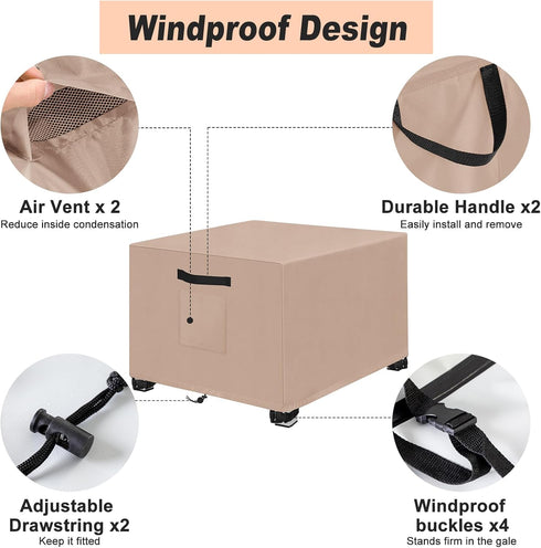 2PCS 20" 20" 18" 600D LYHNMW Outdoor Patio Ottoman Cover, L x W x H Waterproof Patio Ottoman Cover, Heavy Duty Patio