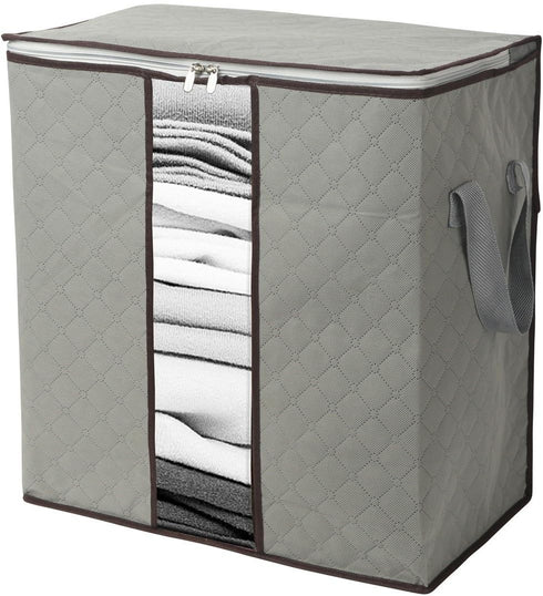 2 Pack Foldable Erect Storage Bags Under Bed Closet Organizer 18 x 11 x 19 inch - for Quilt, Blanket, Pillow, Clothes,