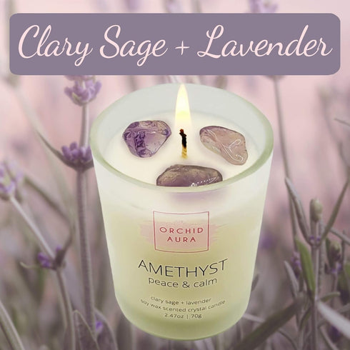 Soy Candles with Healing Crystals, 3PC Scented Candle Set, Eucalyptus + Lemongrass, Jasmine + Sandalwood, 2.47oz Each
