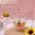 Patelai Cute Bear Tea Cup, Double Wall Glass Milk Coffee Mug with Handle, Insulated Birthday Gift for Women Men (White)