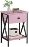 VECELO Nightstand,Modern Bedside End Table, Night Stand with Drawer and Storage Shelf