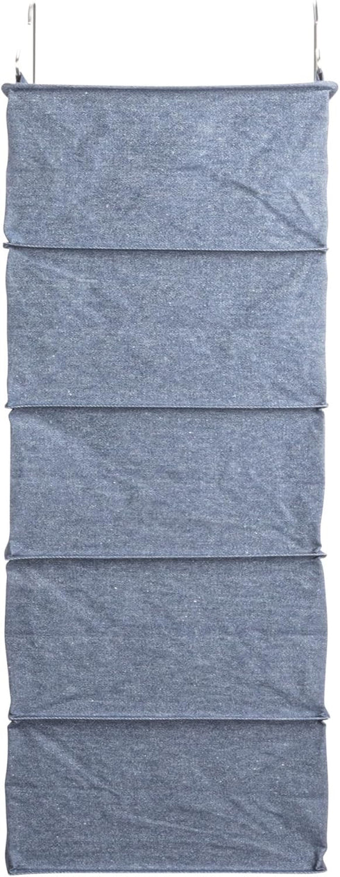 Closet 10 Household Essentials Hanging Cotton Blend and Plastic Shoe Organizer with Storage Compartments, Denim