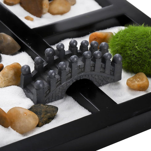 Zen Garden Kit for Desk, 8.5×7.5 Inches Japanese Mini Accessories, Sand Tray Therapy Kit for Home Office Decor