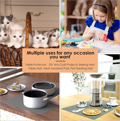 Heat Resistant Mats for Kitchen Countertop, Large 19.6"x27.5“ Nonslip Silicone Placemat, Nonstick Waterproof Craft Mat