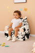 2-in-1 1-3Cow QIUODO Toddler Chair with Faux Rabbit Fur Foldable Kids Couch, Soft Sofa for Reading, Bedroom or Playroom