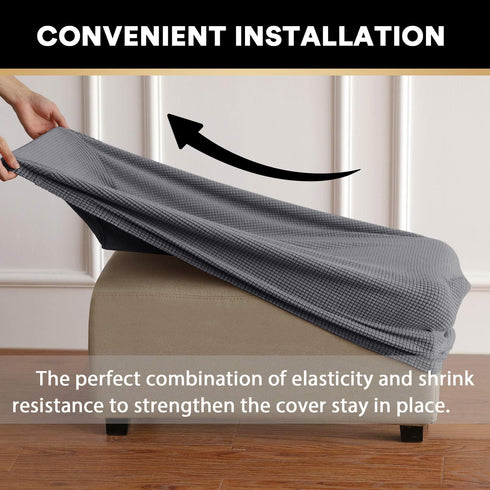 PrinceDeco Stretch Ottoman Cover Ottoman Slipcovers Rectangle for Living Room Foot Stool Stretch Covers to Fit Ottoman