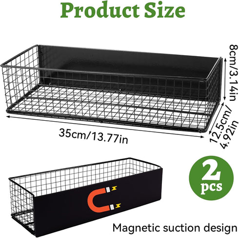 ONESIXEC 2 Pack Magnetic Basket for Fridge, Magnetic Spice Rack for Side of Refrigerator, Magnet Wire Bin Basket Fridge