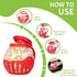 Microwave Popcorn Popper | Borosilicate Glass | 3 in 1 Lid | Silicone Exterior & Lid for Secure Grip | 1.50 Quart Red