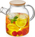 54oz Sturdy Glass Teapot with Removable Filter, Thick Borosilicate Glass Tea Pot with Bamboo Lid for Loose Tea