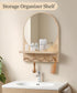 14x18 Inch Maxpeuvon Nursery Mirror, Boho Circle Mirror Wall Mount Natural Wood Shelf Hanging Arch Modern Wall Decor