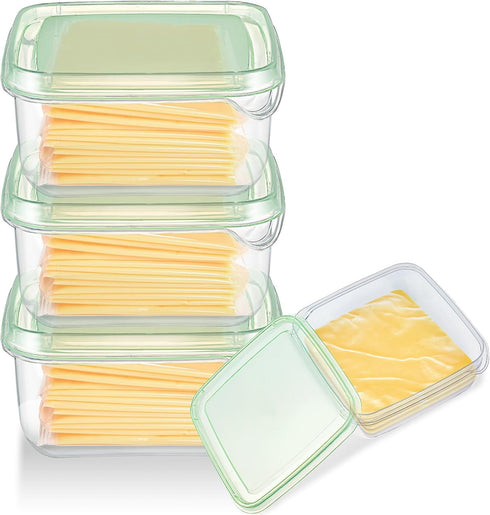 Uiifan 3 Pcs Sliced Cheese Container for Fridge, Clear Plastic Cheese Box with Lids, Airtight Cheese Storage for