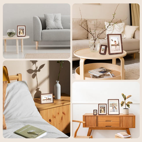 1x1.4 1.8x2.4 2x3 Solid Walnut Mini Picture Frame, Small Wood Photo Frame with Decorative Joinery Corners, Instax