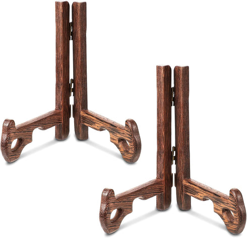 2 Pieces Wooden Display Stand - Plate Holder Wooden Easel for Display Plates Photos Home Birthday Party Decorations