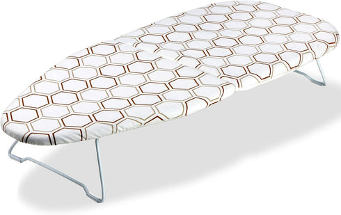 Small Tabletop Ironing Board 30" L x 12" W, Heavy Duty with Mesh Metal Base & 100% Cotton Cover, Portable Folding Mini