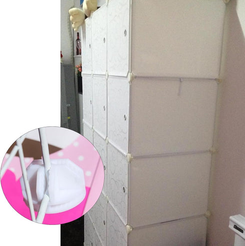16-Pack Plastic Grid Organizer Connectors, White Wire Cube Connectors for Modular Closet Storage and Metal Shelving