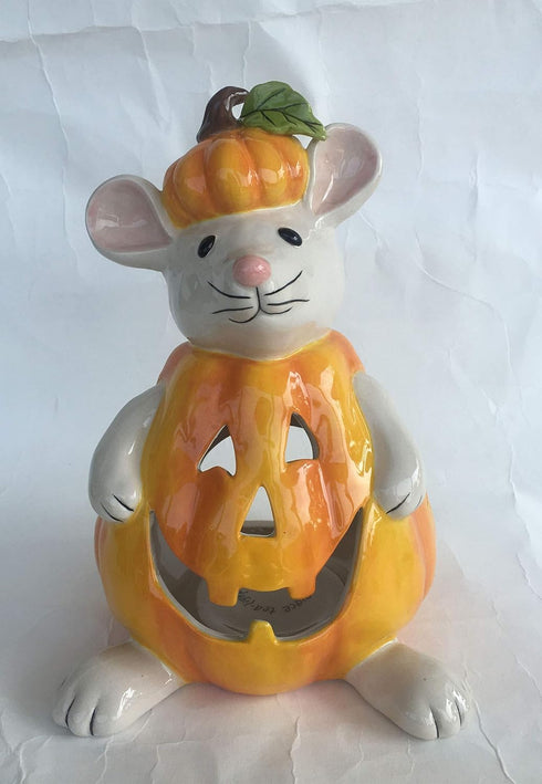 Mouse Pumpkin Costume Tealight Holder, Multi-Color Decorative Holder