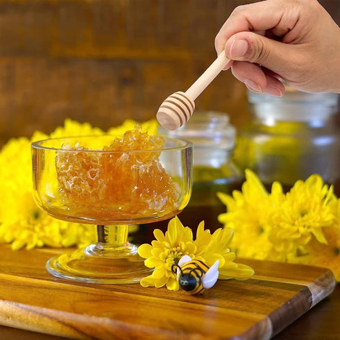 LepoHome 100Pcs 4inch 4 Inch Honey Dipper Sticks - Wooden Honey Dipper, Mini Honeycomb Stick, Honey Stirrer Stick