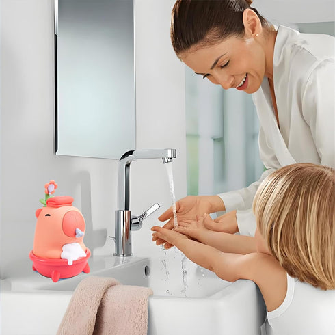 IPX7 9.5oz, Capybara Automatic Soap Dispenser - Cute Kids Touchless Foam Soap Dispenser, Waterproof USB Rechargeable