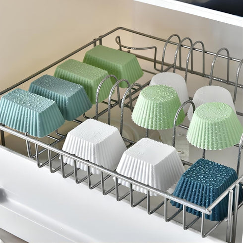 12 Pack Reusable Silicone Cupcake Baking Cups, Standard Round, Square & Rectangle Muffin Liners, Non-Toxic, BPA Free