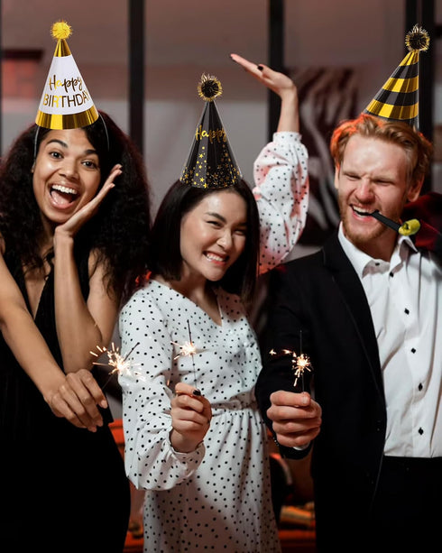30 8 22 JOYEONDEF Pcs Gold Birthday Party Hats Cone Hats Includes Birthday Paper Hats and Noise Makers