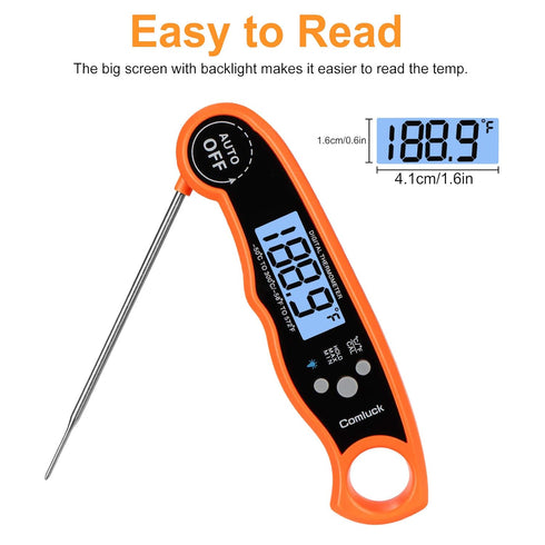 Instant Read Meat Thermometer CA001: Digital Oven Cooking Food Min Max Thermometer with Backlight for Kitchen Grill