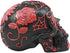 Ebros Day of The Dead Spider Web Floral Red Rose Skull Figurine - DOD Floral Black Sugar Skull Statue 5" L