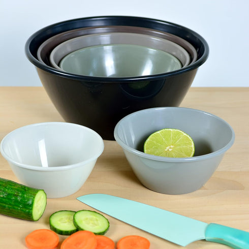 Youngever 6 Pack Large Plastic Mixing and Serving Bowls Set, Nesting Bowls - 120OZ, 80OZ, 50OZ, 32OZ, 22OZ, 12OZ (Urban