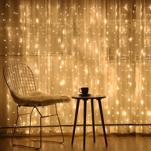 8 Curtain Lights, Upgrade LED Window Fairy Lights Lighting Modes, Window Icicle Xmas String Lights for Wall Decor