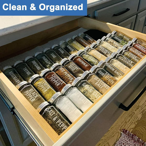 Expandable Spice Drawer Rack Organizer Insert for Kitchen Cabinet, Multi Tier Adjustable Spice Storage Shelf, Pack of 6