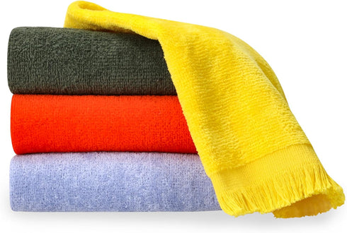 The Holy South 11" 18" Set (6, Fringed Reversible Fingertip Hand Towel (Size W x L) Terry Cotton Washcloth for Face