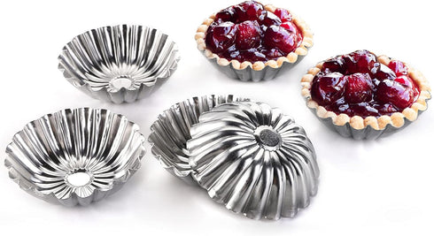 Dicunoy 100 PCS Egg Tart Molds, 3" Mini Tart Pie Pan, Aluminum Brioche Mold for Tart Shells, Cupcakes, Muffins