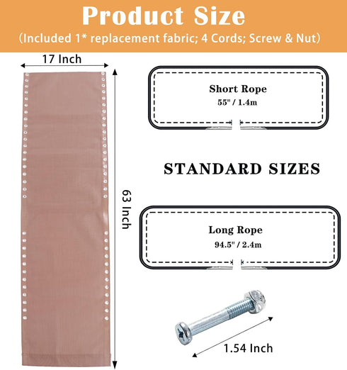 Luccov 17" 19" 21" 4 Wide Zero Gravity Chair Replacement Fabric, Repair Cloth with Gravity Chair Replacement Cord