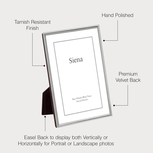 4x6 Siena Slim Crackled Silver Picture Frame, Tarnish Resistant Finish, Perfect Photo Frame for any End Table