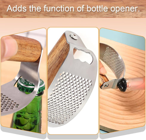 Set Garlic Press Rocker Stainless Steel Ginger Crusher, Garlic Mincer and Squeezer Kitchen Gadget with Ergonomic